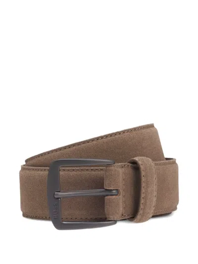 Hugo Boss Square-buckle Belt In Brown