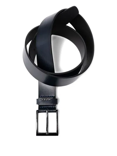 Hugo Boss Square-buckle Leather Belt In Animal Print