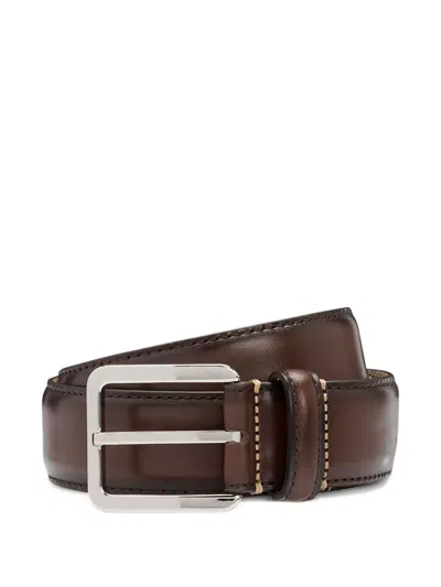 HUGO BOSS SQUARE-BUCKLE LEATHER BELT