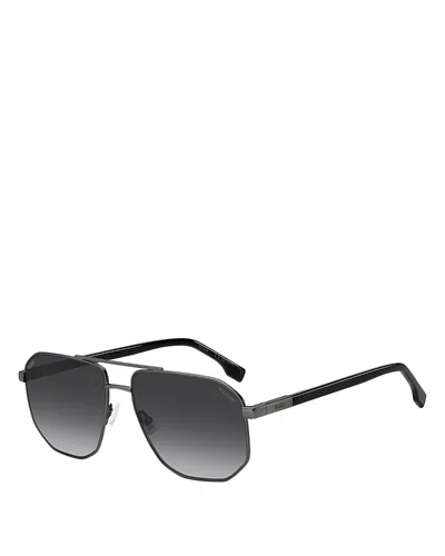 Hugo Boss Square Double Bridge Sunglasses, 59mm In Gray