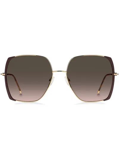 Hugo Boss Square-frame Sunglasses In Gold