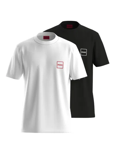 Hugo Boss Square-logo Crew-neck T-shirt In White