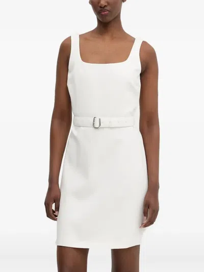 Hugo Boss Square-neck Belted Mini Dress In White