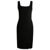 Hugo Boss Square-neck Dress In Stretch Material With Front Slit In Black