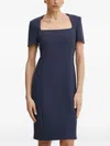 Hugo Boss Square-neck Short-sleeve Mini Dress In Blue