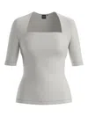 Hugo Boss Square-neck Short-sleeve Top In Gray