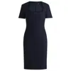 Hugo Boss Square-neck Slim-fit Dress In Stretch Material In Blue