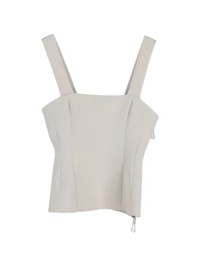 Pre-owned Hugo Boss Square-neck Zip Top In White