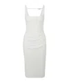 Hugo Boss Square-necked Dress With Pleated Details In White