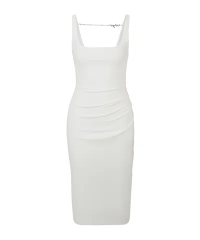 Hugo Boss Square-necked Dress With Pleated Details In White