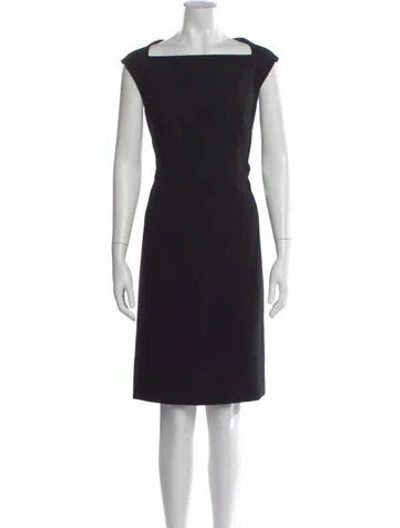 Pre-owned Hugo Boss Square Neckline Knee-length Dress In Black