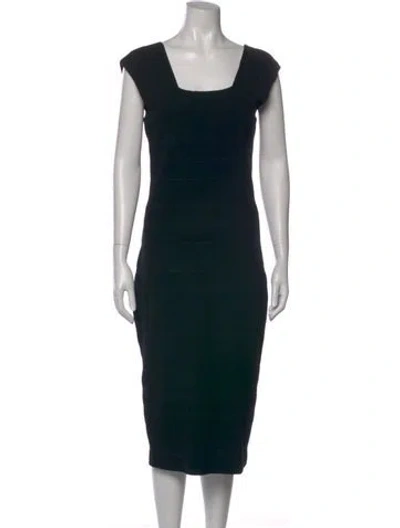 Pre-owned Hugo Boss Square Neckline Knee-length Dress In Black