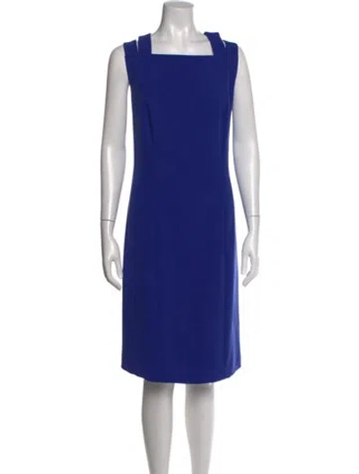 Pre-owned Hugo Boss Square Neckline Knee-length Dress In Blue