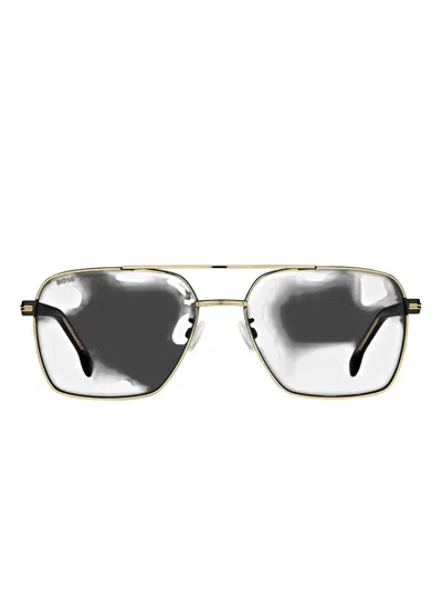 Hugo Boss Square Sunglasses In Gold