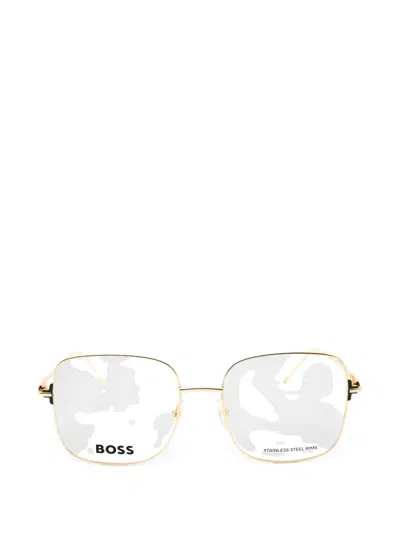 Hugo Boss Square-frame Glasses In Gold