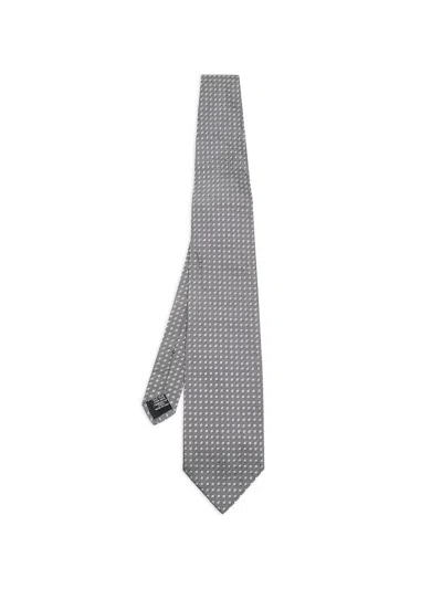 Pre-owned Hugo Boss Square-patterned Jacquard Tie In Gray