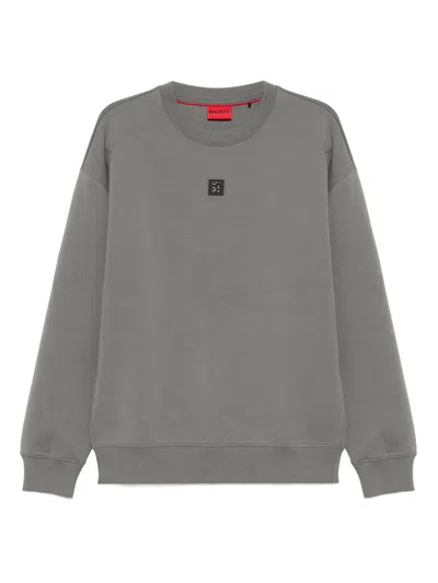 Hugo Boss Stacked-logo Badge Sweatshirt In Grey