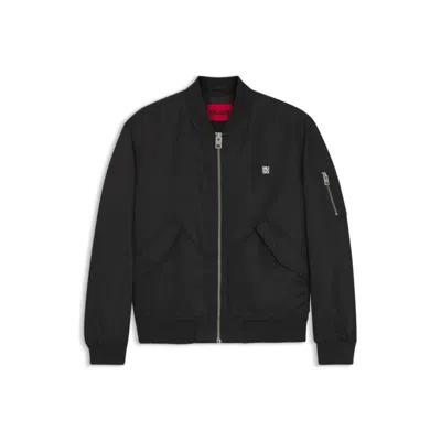 Hugo Boss Stacked-logo Bomber Jacket With Water-repellent Finish In Black