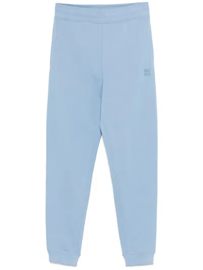 Hugo Boss Stacked-logo Cotton Track Pants In Blue