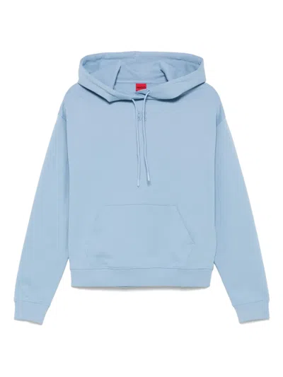 Hugo Boss Stacked Logo-embroidered Hoodie In Blue