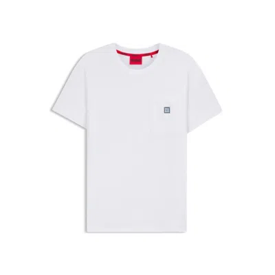 Hugo Boss Stacked-logo Pyjama T-shirt In Stretch Cotton In White
