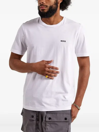 Hugo Boss Boss By  Men's Contrast Logo Regular-fit T-shirt In White