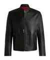 Hugo Boss Stand-collar Leather Jacket In Black