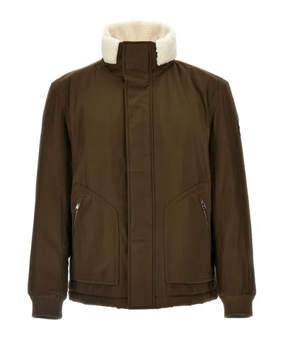 Hugo Boss Stand-up Collar Jacket In Green