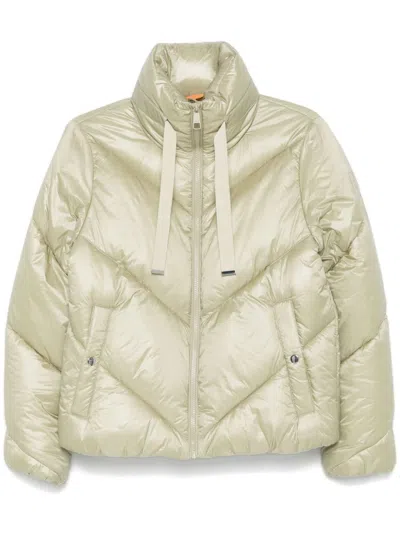 Hugo Boss Stand-up Collar Puffer Jacket In Green