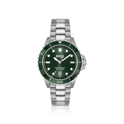 Hugo Boss Steel-bracelet Watch With Green Dial In Multi
