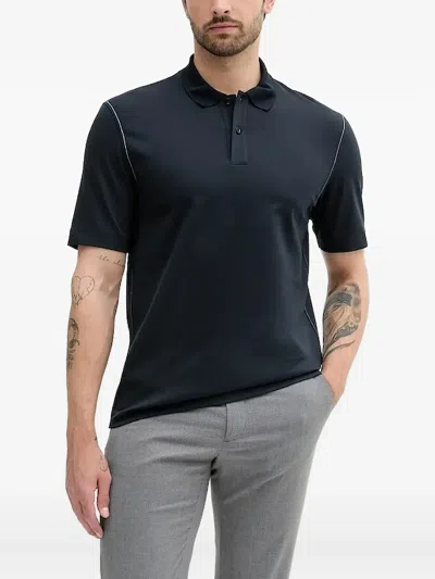 Hugo Boss Stitch Polo Shirt In Blue