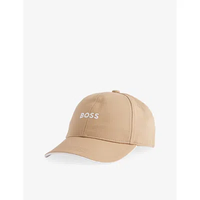 Hugo Boss Stone Kids' Logo-embroidered Cotton Baseball Cap In Brown