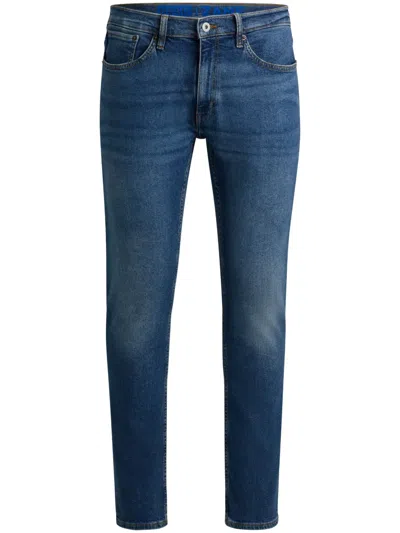 Hugo Boss Stonewashed Slim-cut Jeans In Blue