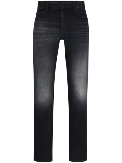 Hugo Boss Stonewashed Slim-fit Jeans In Black