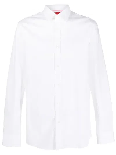 Hugo Boss Straight-cut Cotton Shirt In White