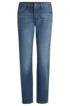 Hugo Boss Straight-fit Jeans In Faded-blue Comfort-stretch Denim In Light Blue
