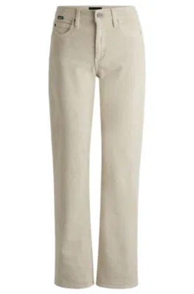 Hugo Boss Straight-fit Jeans In Stretch-cotton Corduroy Denim In Light Beige
