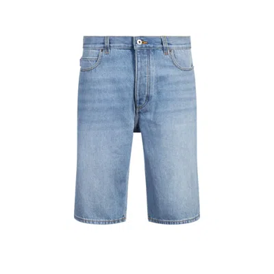 Hugo Boss Straight-fit Shorts In Blue Stonewashed Denim