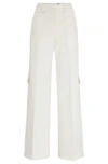 Hugo Boss Straight-fit Trousers In A Cotton Blend In White