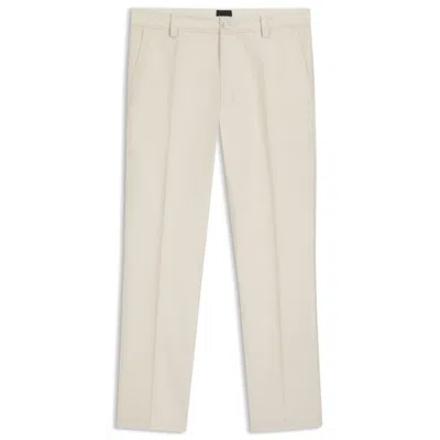 Hugo Boss Straight-fit Trousers In Cotton-blend Twill In White