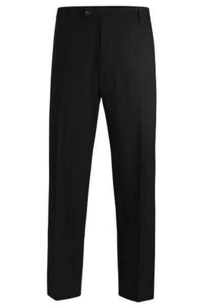 Hugo Boss Straight-fit Trousers In Stretch-cotton Dobby In Black