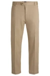 Hugo Boss Straight-fit Trousers In Stretch-cotton Dobby In Beige