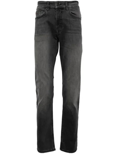 Hugo Boss Mid-rise Straight-leg Jeans In Grey