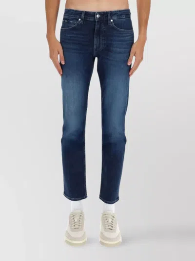 Hugo Boss Straight Leg Denim Trousers With Five Pockets In Blue