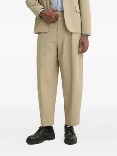 Hugo Boss Straight-leg Trousers In Brown