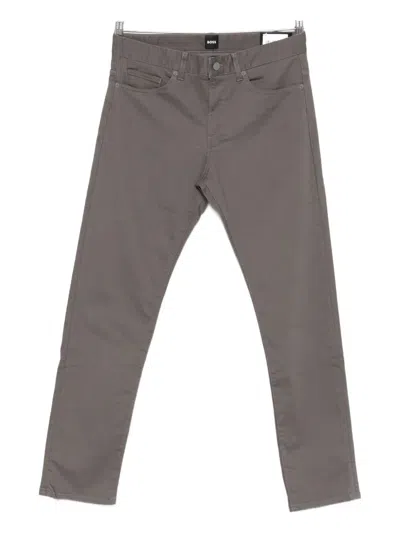 Hugo Boss Straight-leg Trousers In Brown