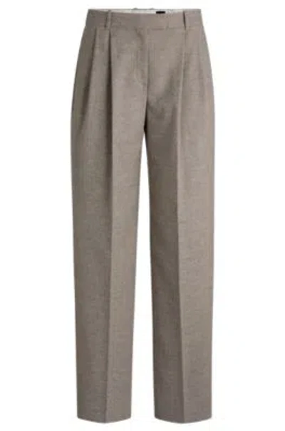Hugo Boss Straight-leg Trousers In Stretch Fabric In Light Grey