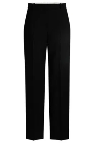 Hugo Boss Straight-leg Trousers In Wool In Black