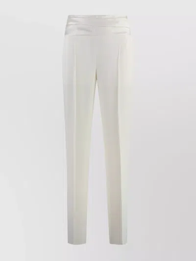 Hugo Boss Straight-leg Trousers With Buttoned Cuffs And Pleats In White