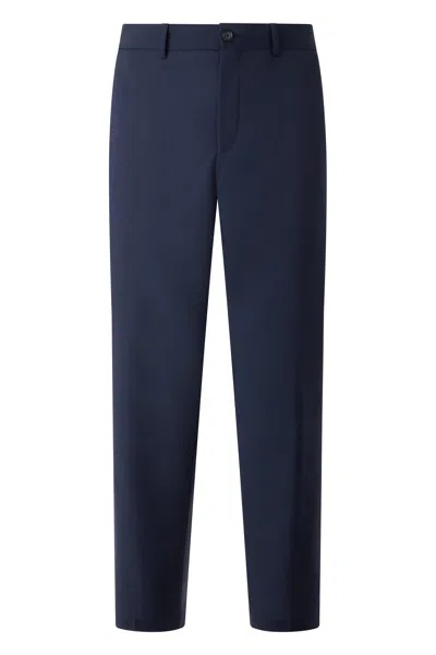 Hugo Boss Straight Linen-blend Trousers In Blue